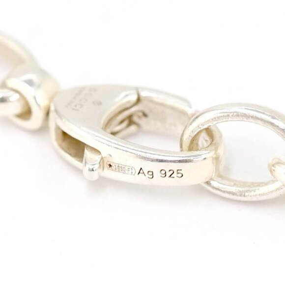 GUCCI G Logos Link Chain Necklace 17" Silver 925 Auth w/Box r11212 - Picture 6 of 7